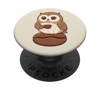 Adorabile gufo con caffè seduto sul chicco di caffè PopSockets PopGrip Adesivo