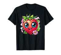 Adorabile Kawaii Fragola Con Fiore Maglietta