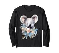 Adorabile Koala ad Acquerello con Bouquet Floreale di eucalipto Maglia a Manica