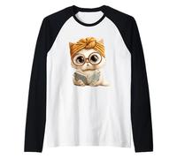 Adorabile Libro di Lettura Gatto con Copricapo Maglia con Maniche Raglan