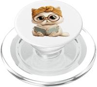Adorabile libro di lettura gatto con copricapo PopSockets PopGrip per MagSafe