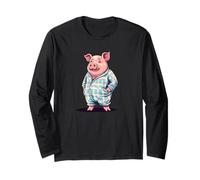 Adorabile maiale in pigiama per un accogliente umore assonnato Maglia a Manica