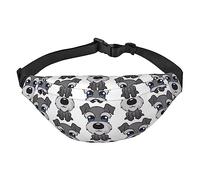 Adorabile marsupio Schnauzer per donne e uomini, leggero, regolabile, borsa a tracolla da viaggio per allenamento e corsa, Nero , Taglia unica