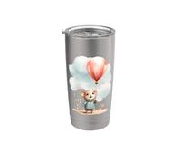Adorabile Mouse palloncino Primavera Acquerelli e Pastelli Bicchiere termico in acciaio inox doppia parete