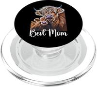 Adorabile mucca delle Highland Mamma & Baby con le parole "Best Mom" PopSockets PopGrip per MagSafe