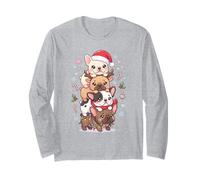 Adorabile Natale Bulldog Francese Stack Cute Dog Holiday Art Maglia a Manica
