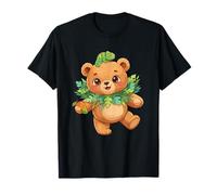 Adorabile Orso Tropicale con Camaleonte E Frutta Maglietta