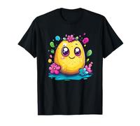 Adorabile patata con sorriso carino e fiori Maglietta