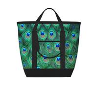 Adorabile pavone verde,Borsa porta pranzo grande capacità isolata per donne e uomini, lavoro, picnic, viaggi
