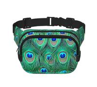 Adorabile pavone verde, Marsupio quadrato a doppio strato, borsa da viaggio, marsupio casual
