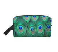Adorabile pavone verde, organizer per cosmetici di grande capacità, borsa da viaggio per il trucco da donna