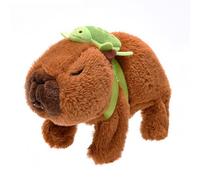 Adorabile peluche animato a forma di capibara con suoni e movimenti, nastro verde e un amico tartaruga aggiuntivo, perfetto come regalo per i bambini e come peluche di conforto Brown