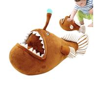 Adorabile peluche di rana pescatrice - peluche luminoso | peluche della creatura oceanica | peluche di acque profonde con antenna luminosa | morbido cuscino decorativo per la camera dei