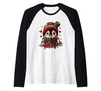 Adorabile Pinguino in Accogliente Cappello Invernale con Cuori Maglia con Maniche Raglan