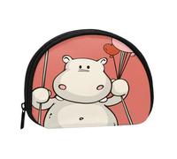 Adorabile portamonete a forma di ippopotamo con cerniera, piccolo e compatto, per donna. Borsa leggera, resistente e portatile per riporre monete, chiavi e rossetto.