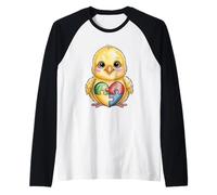 Adorabile Pulcino autismo consapevolezza Cuore Puzzle Maglia con Maniche Raglan