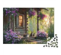 Adorabile puzzle a forma di gatto, adatto per l'intrattenimento in famiglia, carino e divertente, alta difficoltà, 500 pezzi (52x38 cm)