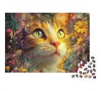 Adorabile puzzle a forma di gatto, estremamente difficile, molto difficile da completare, adatto agli adulti, 500 pezzi (52x38 cm)
