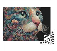 Adorabile puzzle a forma di gatto, estremamente difficile, molto difficile da completare, adatto agli adulti, 300 pezzi (40x28 cm)