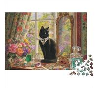 Adorabile puzzle a forma di gatto, estremamente difficile, molto difficile da completare, adatto agli adulti, 300 pezzi (40x28 cm)