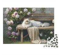 Adorabile puzzle a forma di gatto, estremamente difficile, molto difficile da completare, adatto agli adulti, 1000 pezzi (75x50 cm)