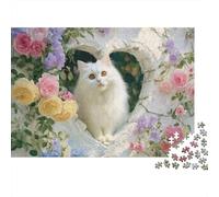 Adorabile puzzle a forma di gatto, estremamente difficile, molto difficile da completare, adatto agli adulti, 300 pezzi (40x28 cm)