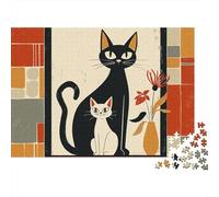 Adorabile puzzle a forma di gatto. Un divertente gioco per famiglie, adatto ad adulti, adolescenti e bambini, con un elevato livello di difficoltà. 300 pezzi (40x28 cm).