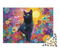 Adorabile puzzle di gatto, gioco educativo molto interessante, dalla forma unica e pieno di sorprese, 300 pezzi (40x28 cm)