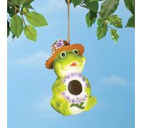 Adorabile Rana Principe Indossare Un Paglia Cappello & Fiore Resina Funzionale