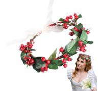 Adorabile Red Berry Headband, Holiday Red Berry Hair Wreath, Christmas Flower Crowns for Women, Boho Handmade Red Berry Wedding Crown, floreale Winter Wedding Headpiece for Winter Christmas Holiday