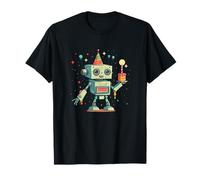 Adorabile robot con torta di compleanno per una dolce celebrazione Maglietta