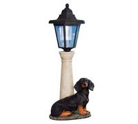 Adorabile Scultura Di Cucciolo Di Bassotto Con Lampione Illuminato A Sole