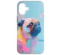 Adorabile simpatico cane carlino ritratto opera d'arte regalo animale domestico Custodia per iPhone 16 Plus