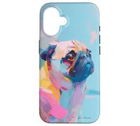 Adorabile simpatico cane carlino ritratto opera d'arte regalo animale domestico Custodia per iPhone 16