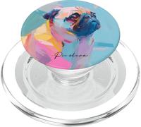 Adorabile simpatico cane carlino ritratto opera d'arte regalo animale domestico PopSockets PopGrip per MagSafe