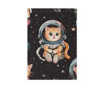 Adorabile Spazio-tema Cat Illustrazione bandiere da giardino all'aperto felice anno nuovo banner per la decorazione del patio 28x40 doppio lato
