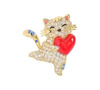 Adorabile spilla con gatti che abbracciano il cuore, spilla in lega alla moda, elegante accessorio per gli innamorati, spilla fatta a mano, regalo, m, come descritto
