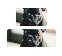 Adorabile tappetino da cucina con stampa di bulldog francese, 2 set, antiscivolo, impermeabile, comodo tappetino decorativo