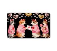 Adorabile tappetino scolapiatti a forma di cuore di gatto, per bancone della cucina, in gomma assorbente, motivo gatto pesca, tappetino scolapiatti per San Valentino, decorazione della cucina, 30,5 x