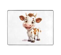 Adorabile tappeto carino a forma di vitello con sorriso per la decorazione del soggiorno, morbido tappeto lavabile per camera da letto, 150 x 122 cm, tappeto per interni, camera da letto e soggiorno