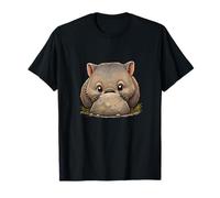 Adorabile timido Wombat Nascosto Dietro Rock Scena Maglietta