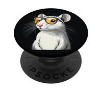 Adorabile topo bianco con simpatici occhiali per gli amanti dei topi PopSockets PopGrip Adesivo