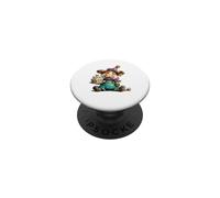 Adorabile vitello festeggia con torta e cappello da festa PopSockets PopGrip Adesivo