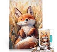 Adorabile volpe che si rilassa nei campi di grano dorato Puzzle da 1000 pezzi per adolescenti Divertimento in famiglia Migliorare l'amore tra le coppie 38x26cm