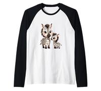 Adorabile Zebra Mamma Baby Wildlife Art Maglia con Maniche Raglan
