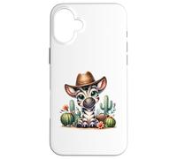Adorabile zebra occidentale con cappello da cowboy e cactus Custodia per iPhone 16 Plus