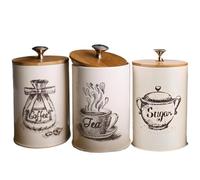 Adorabili contenitori per caffè, set di contenitori per alimenti, contenitori per tè per uso domestico, contenitori da cucina, 3 contenitori ermetici per caffè e alimenti, per fagioli, zucchero