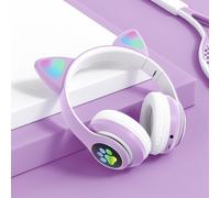 Adorabili cuffie con orecchie da gatto, perfette per bambini e ragazzi, con microfono integrato e pulsante di silenziamento. Goditi un ascolto sicuro