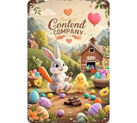 Adorable Bunny & Chick Easter Decor Set - Colorful Eggs Targhe In Latta Decorazione Cartello In Metallo Divertenti Targa In Metallo Per Bar Pub Officina 20X30Cm