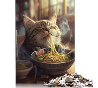 Adorable Cat Ramen Noodles Puzzle Impossibili 1000Pcs Decorazione Per La Casa. Rilassamento E Intelligence Per Adulti E Bambini Da 12 Anni 1000pcs (75x50cm)